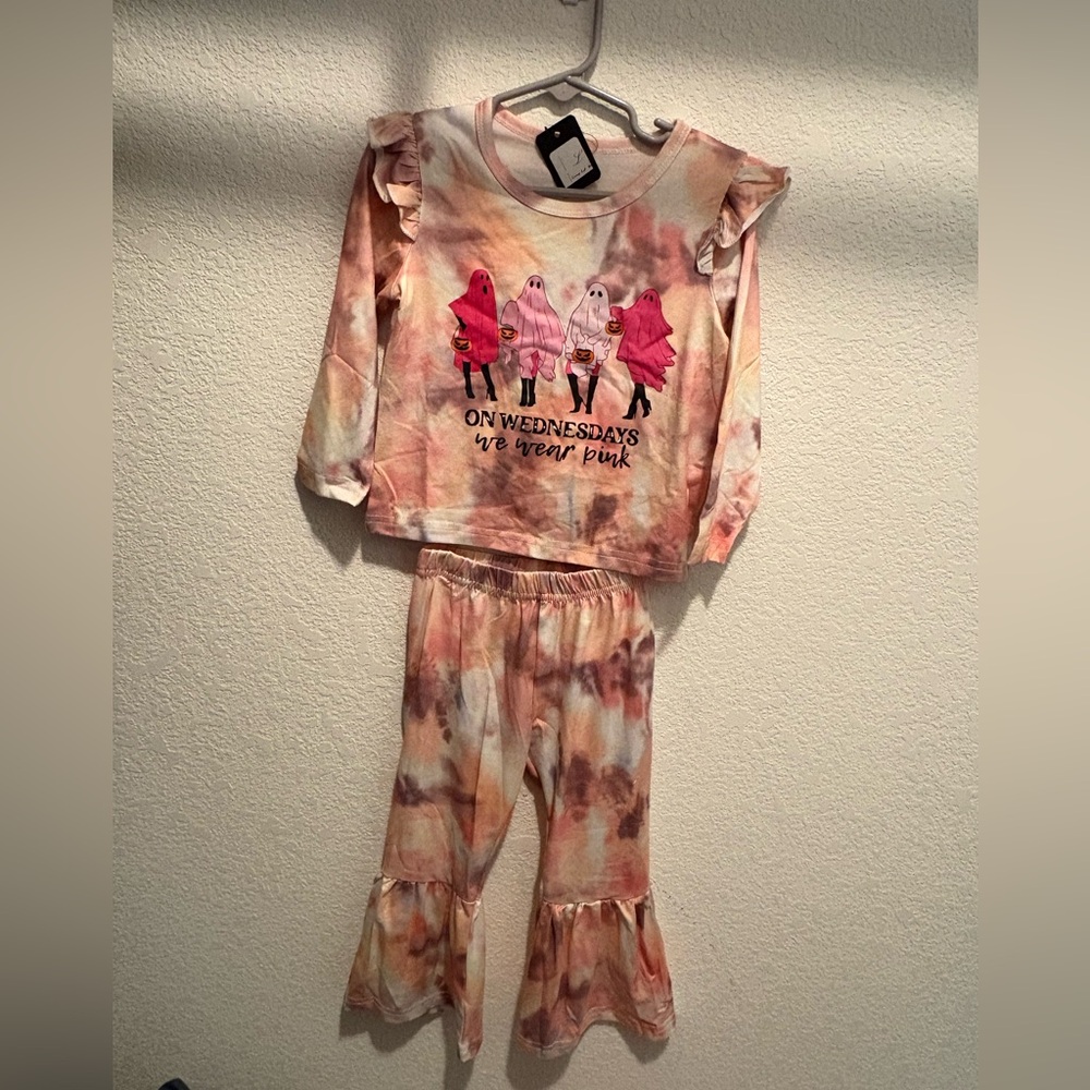 Tie-Dye Ghost Print Outfit 2pc little girls